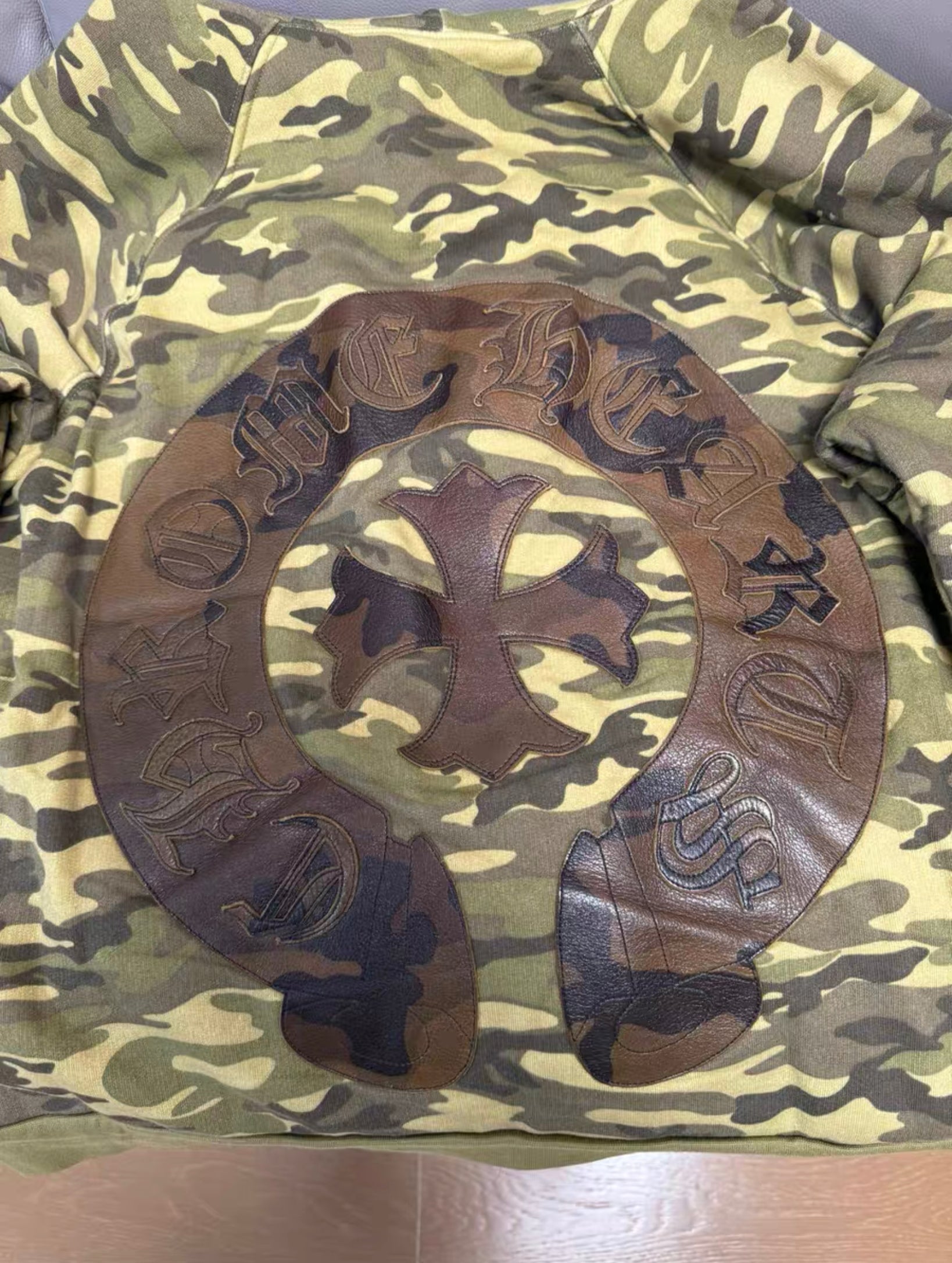 Chrome hearts leather patch camo hoodie
