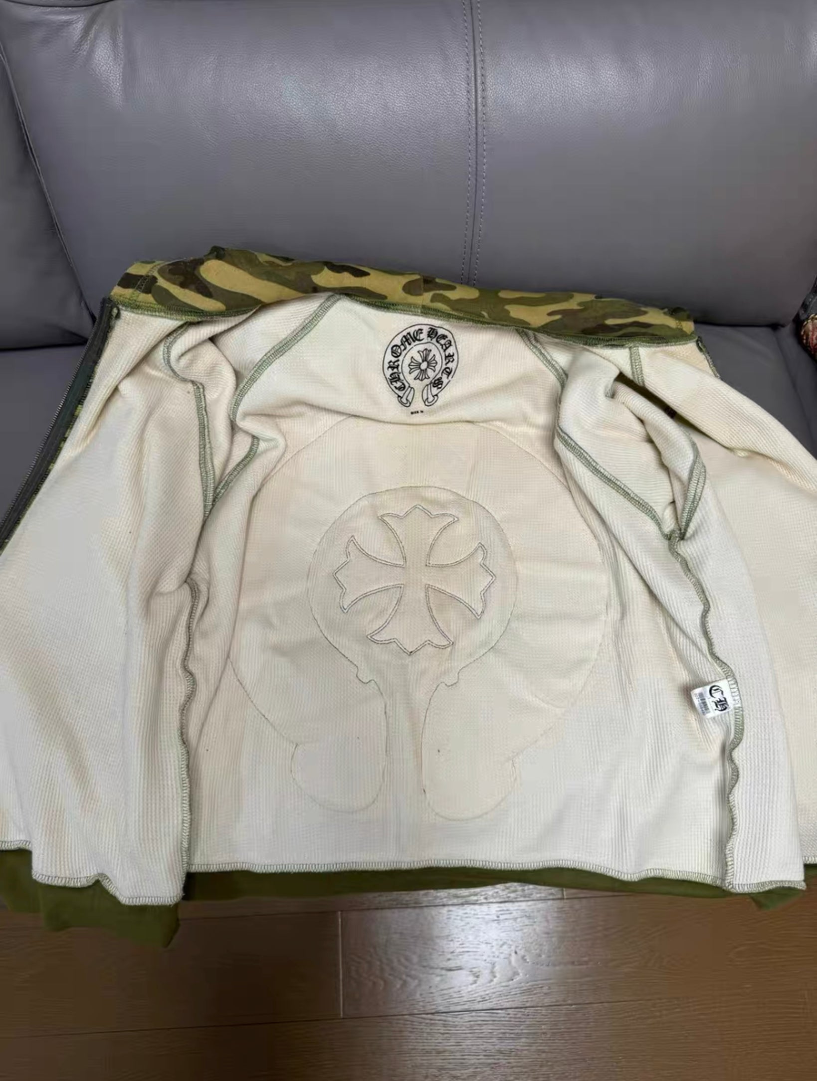 Chrome hearts leather patch camo hoodie