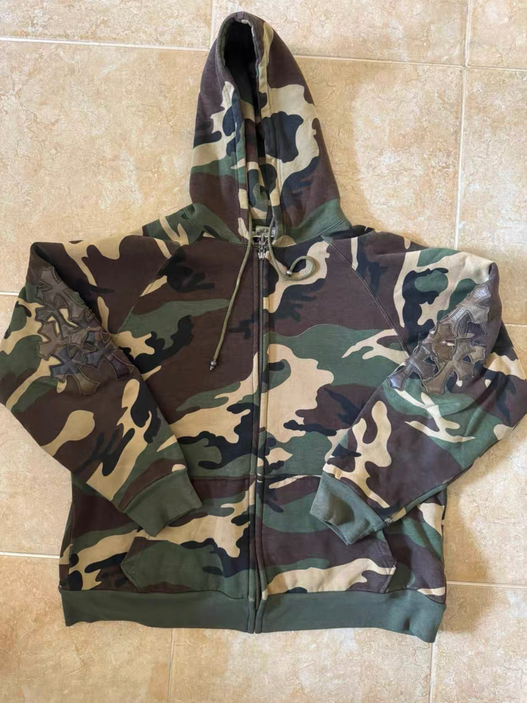 Chrome hearts leather patch camo hoodie