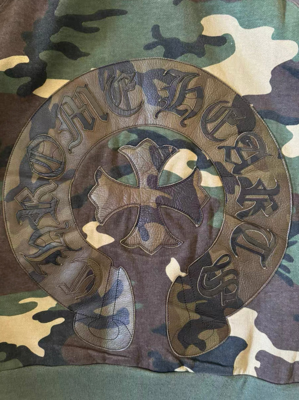 Chrome hearts leather patch camo hoodie
