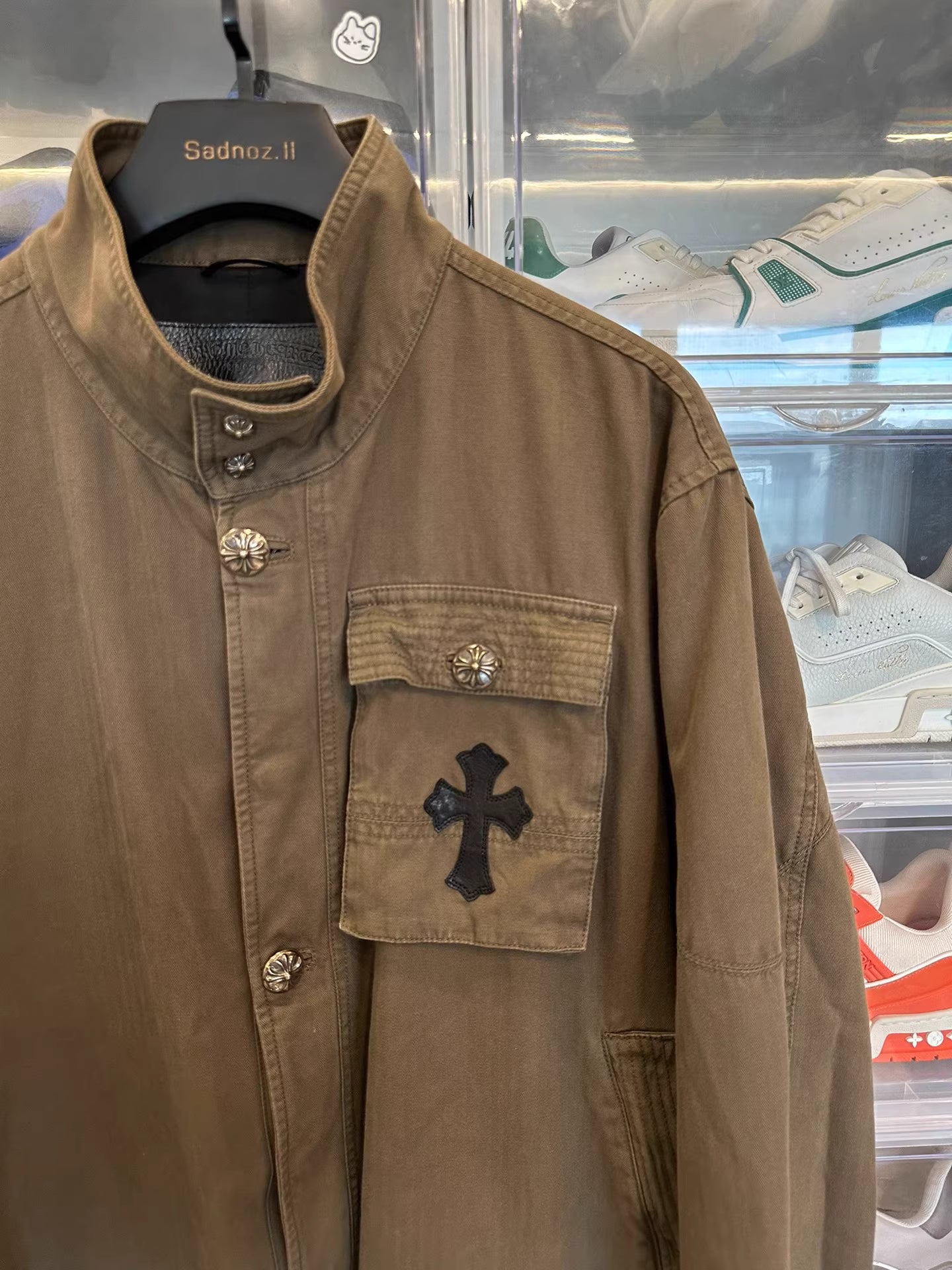 Chrome hearts cross leather patch jacket