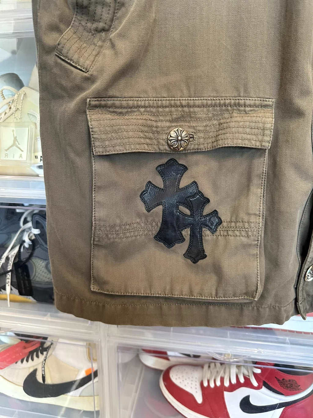 Chrome hearts cross leather patch jacket