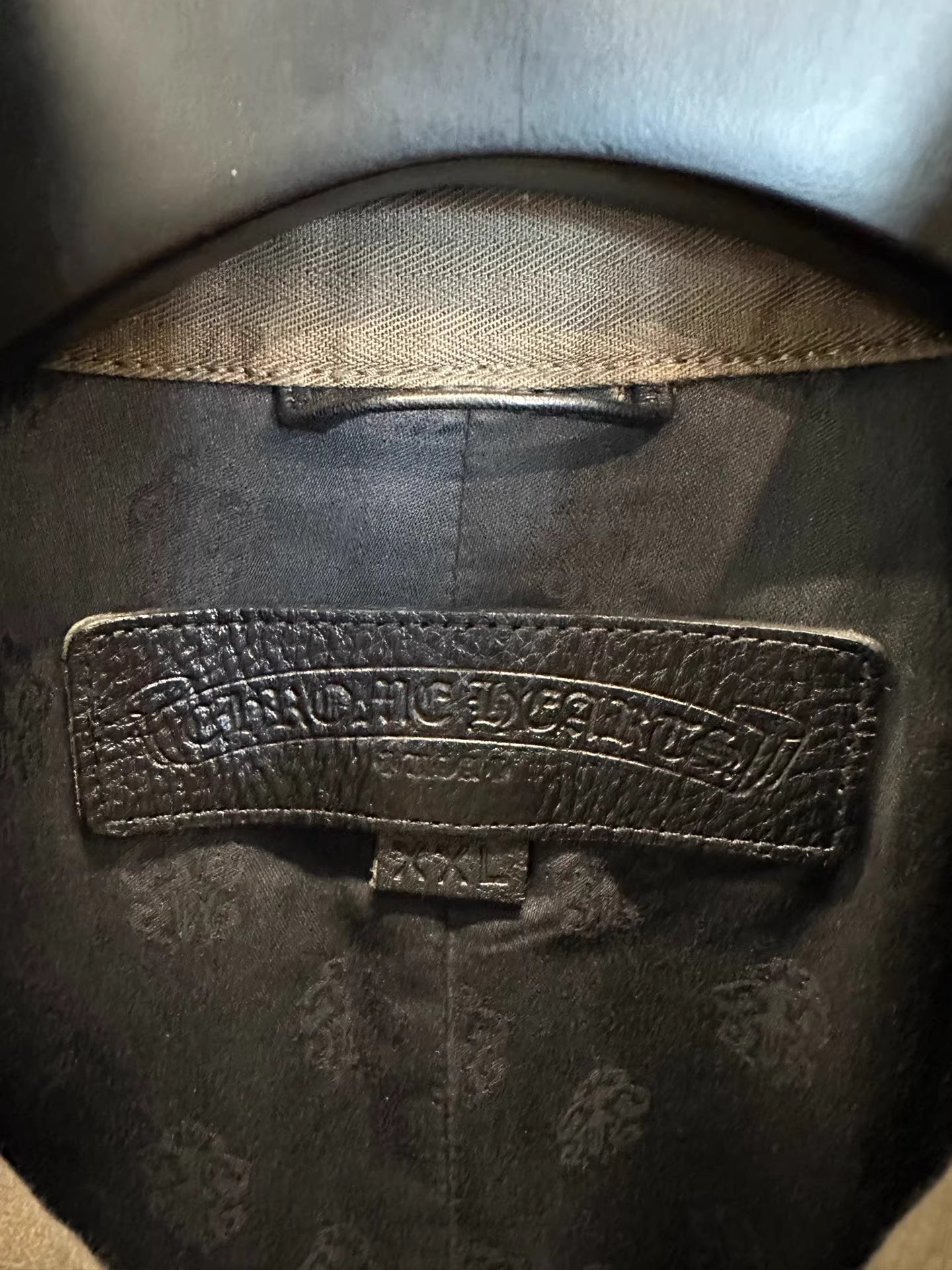 Chrome hearts cross leather patch jacket