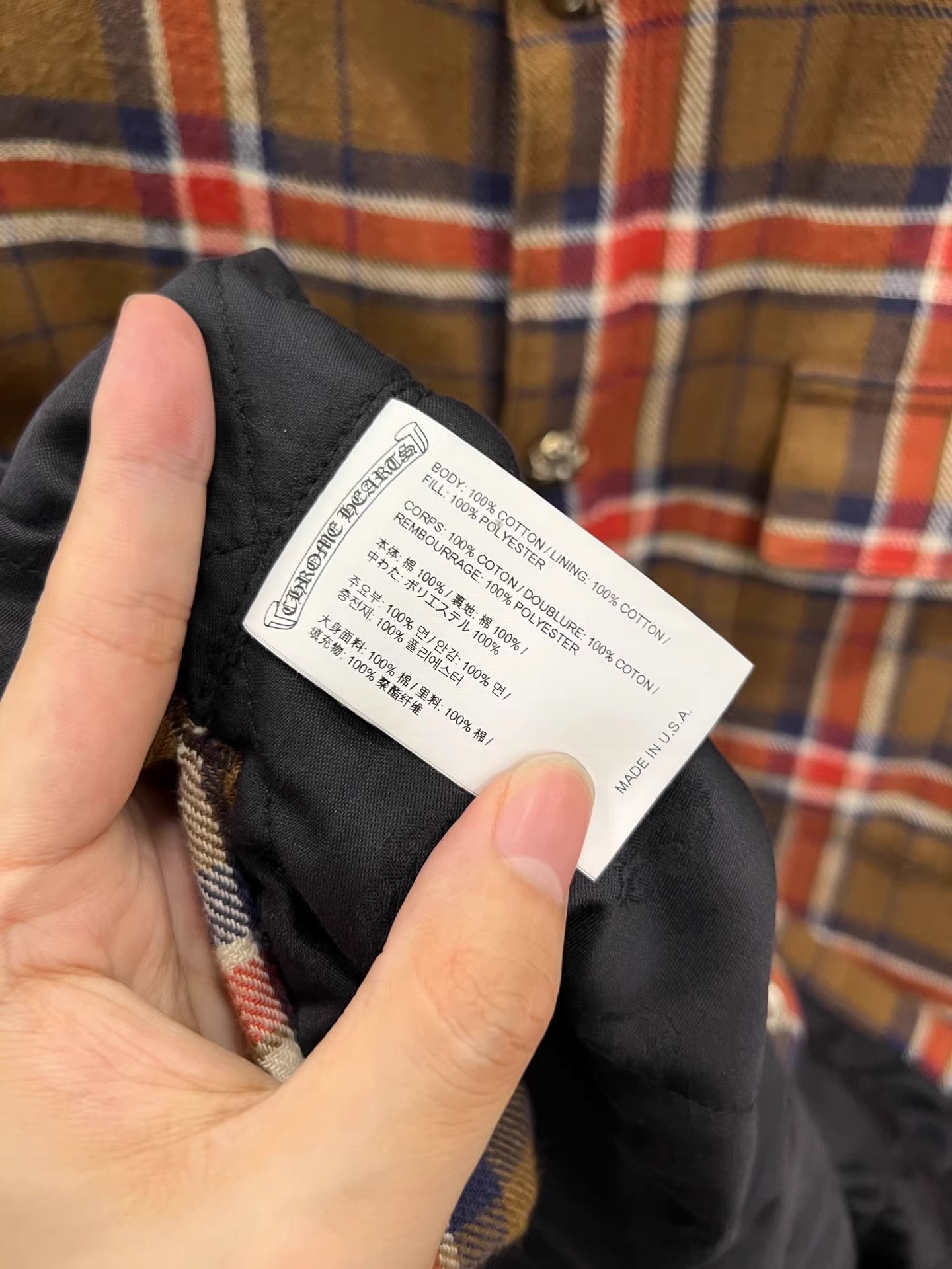 Chrome hearts plaid quilted shirt jacket