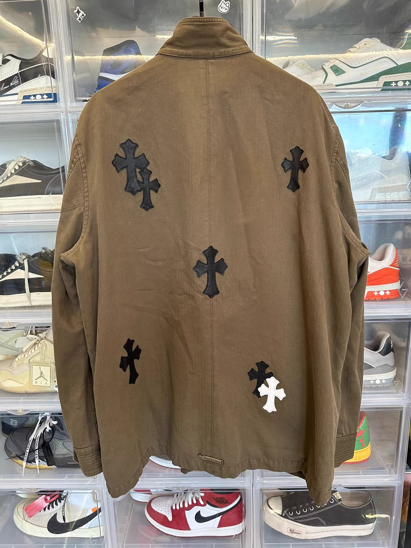 Chrome hearts cross leather patch jacket
