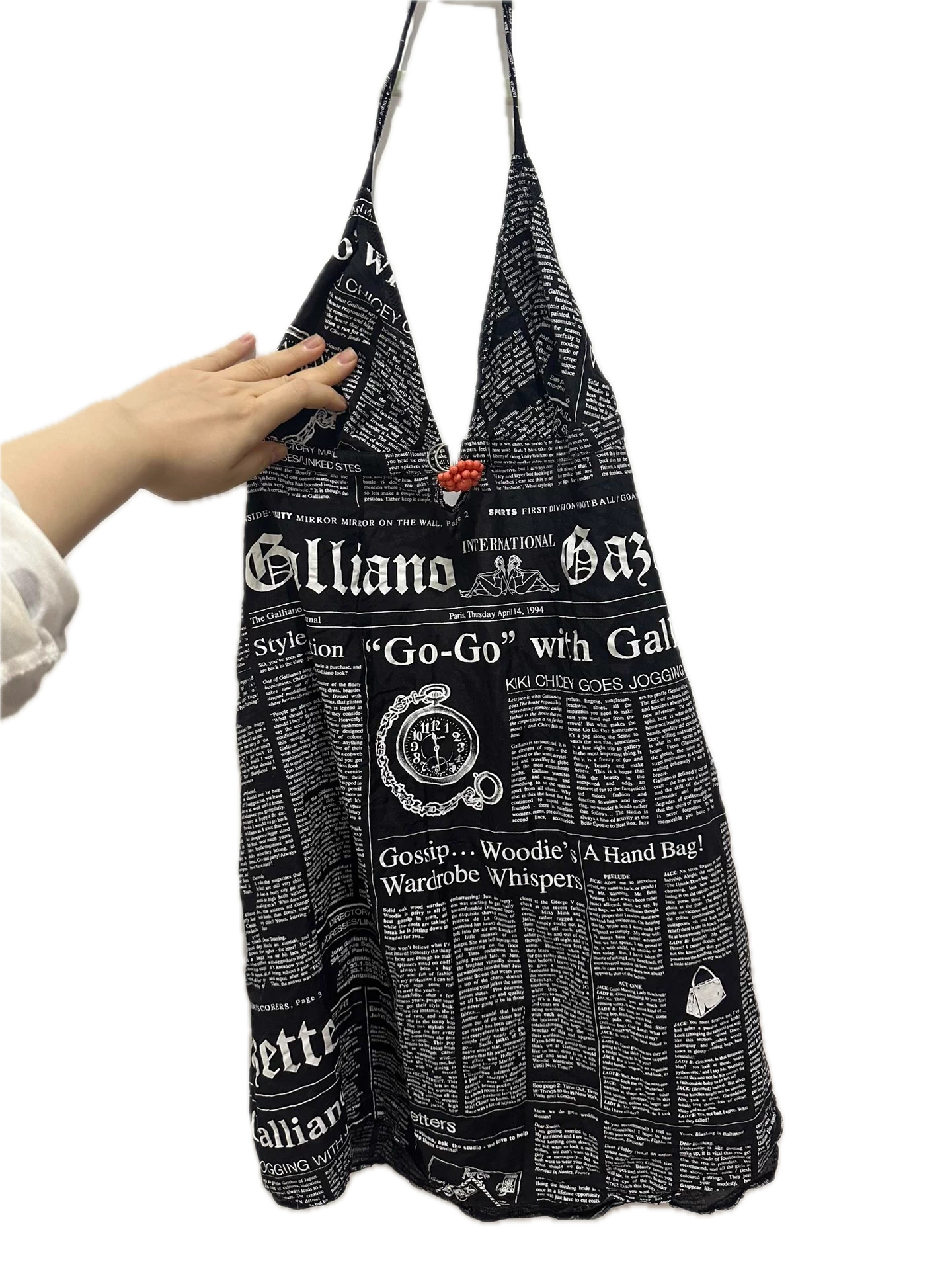 John Galliano “Gazette” Newspaper Print Halter Dress