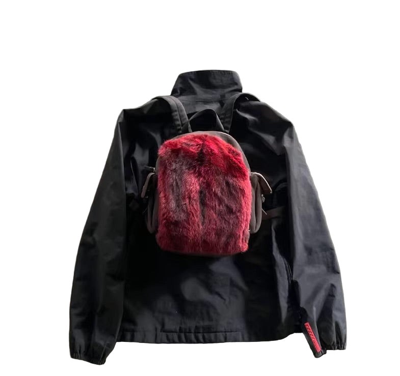 Prada 1999FW Sport Red Fur Backpack Unisex