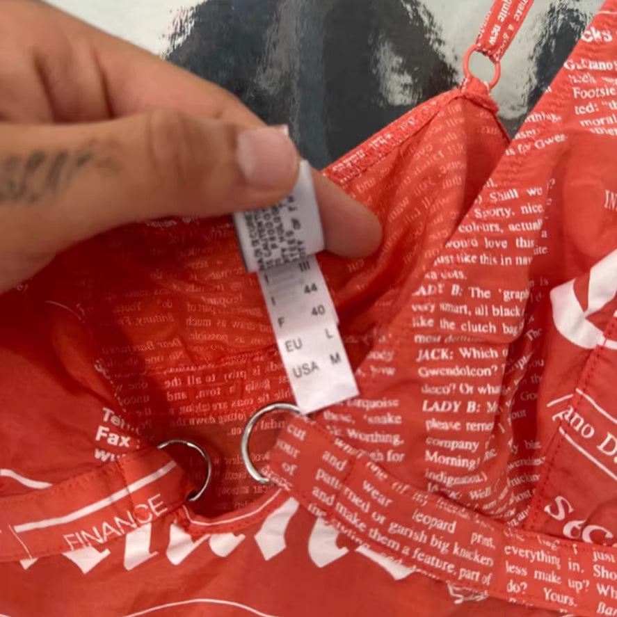 John Galliano “Gazette” Newspaper Print Camisole Top-Red