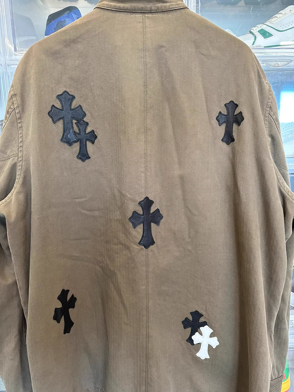 Chrome hearts cross leather patch jacket