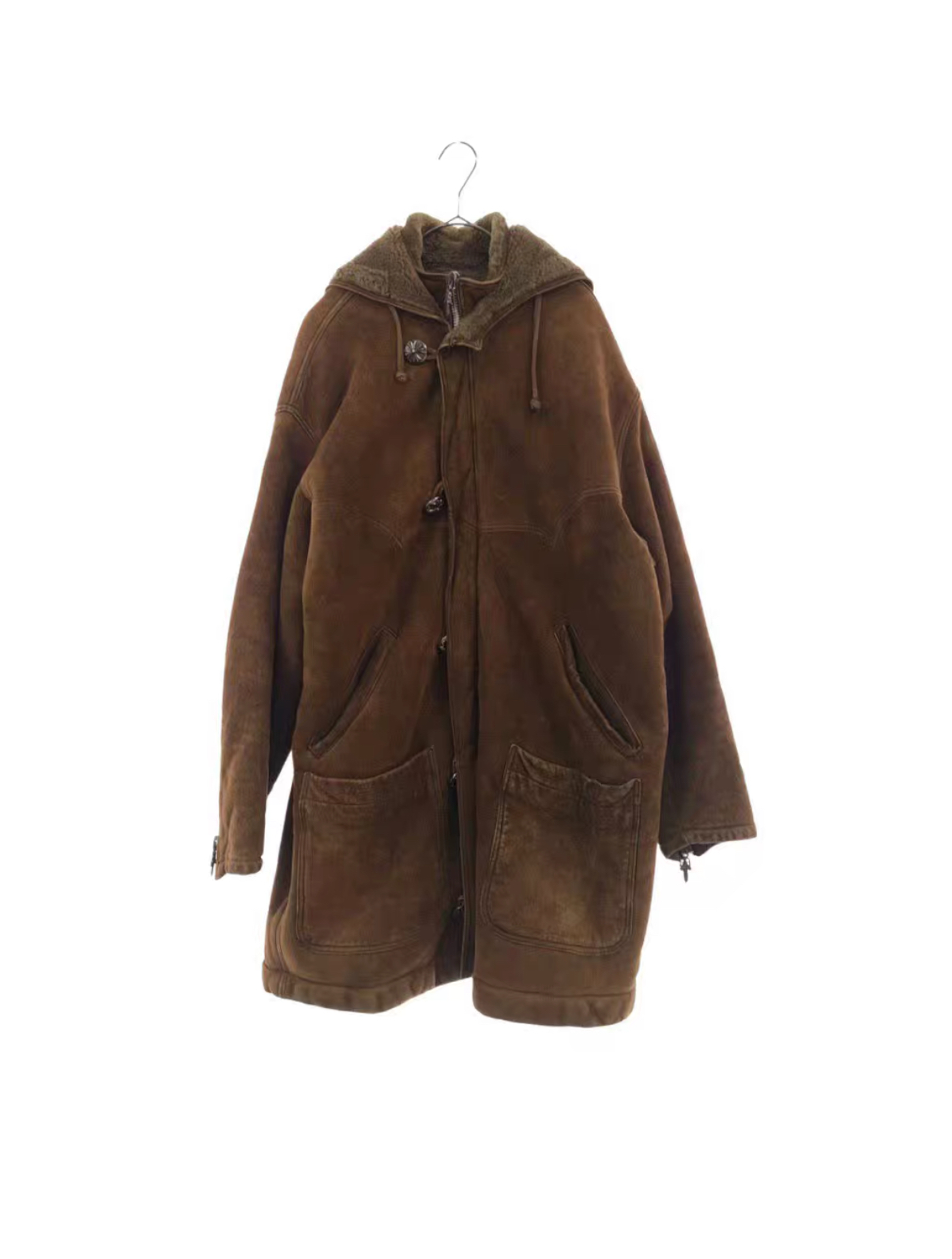 Chrome Hearts Shearling Hooded Coat – Brown Suede (Rare 1 of 1)