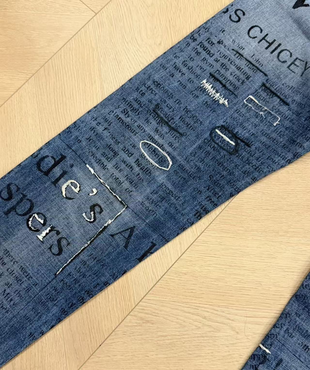 John Galliano Newspaper Print Jeans