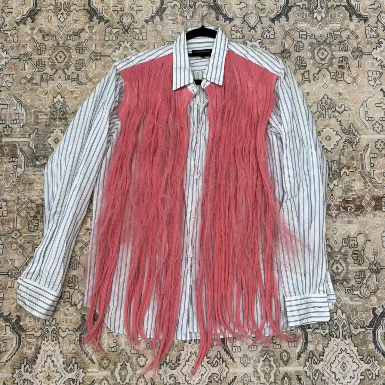 Comme des Garcons Homme Plus 20AW Pink Hair Wig Striped Shirt