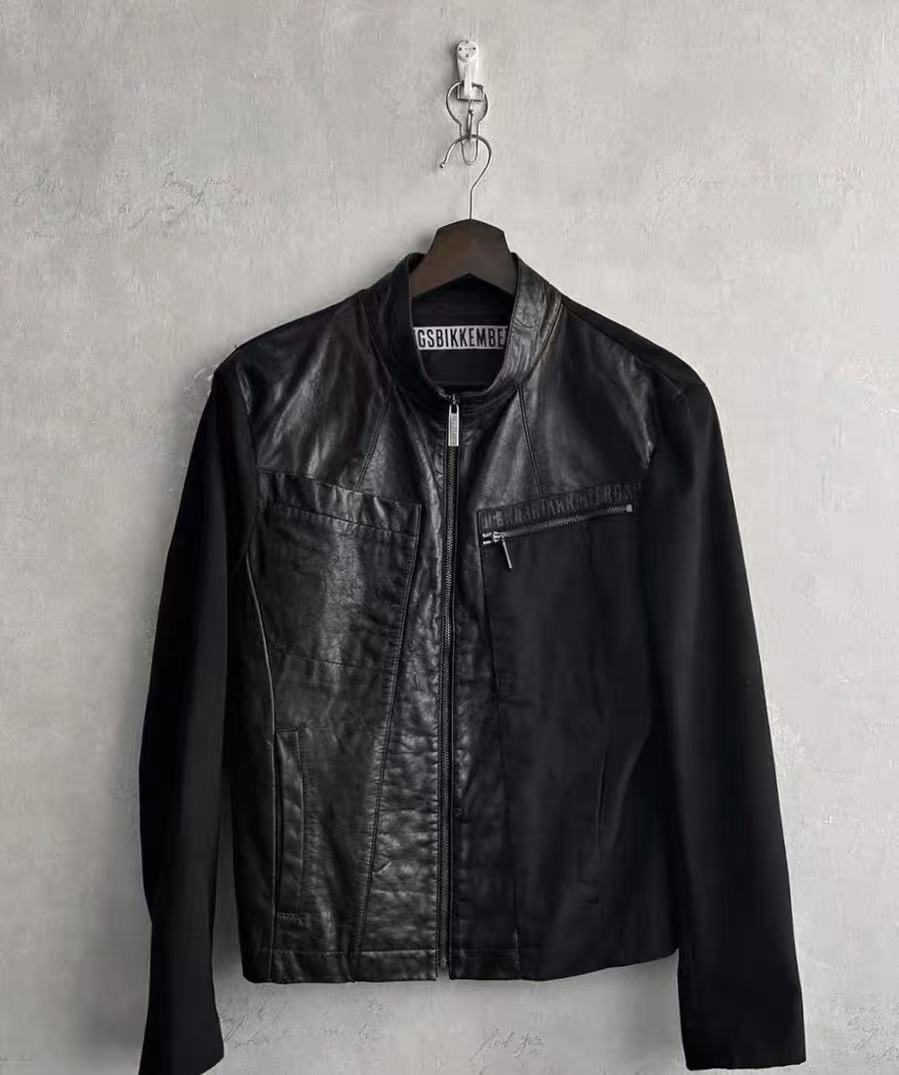 Dirk Bikkembergs Dual Fabric Moto Leather Jacket