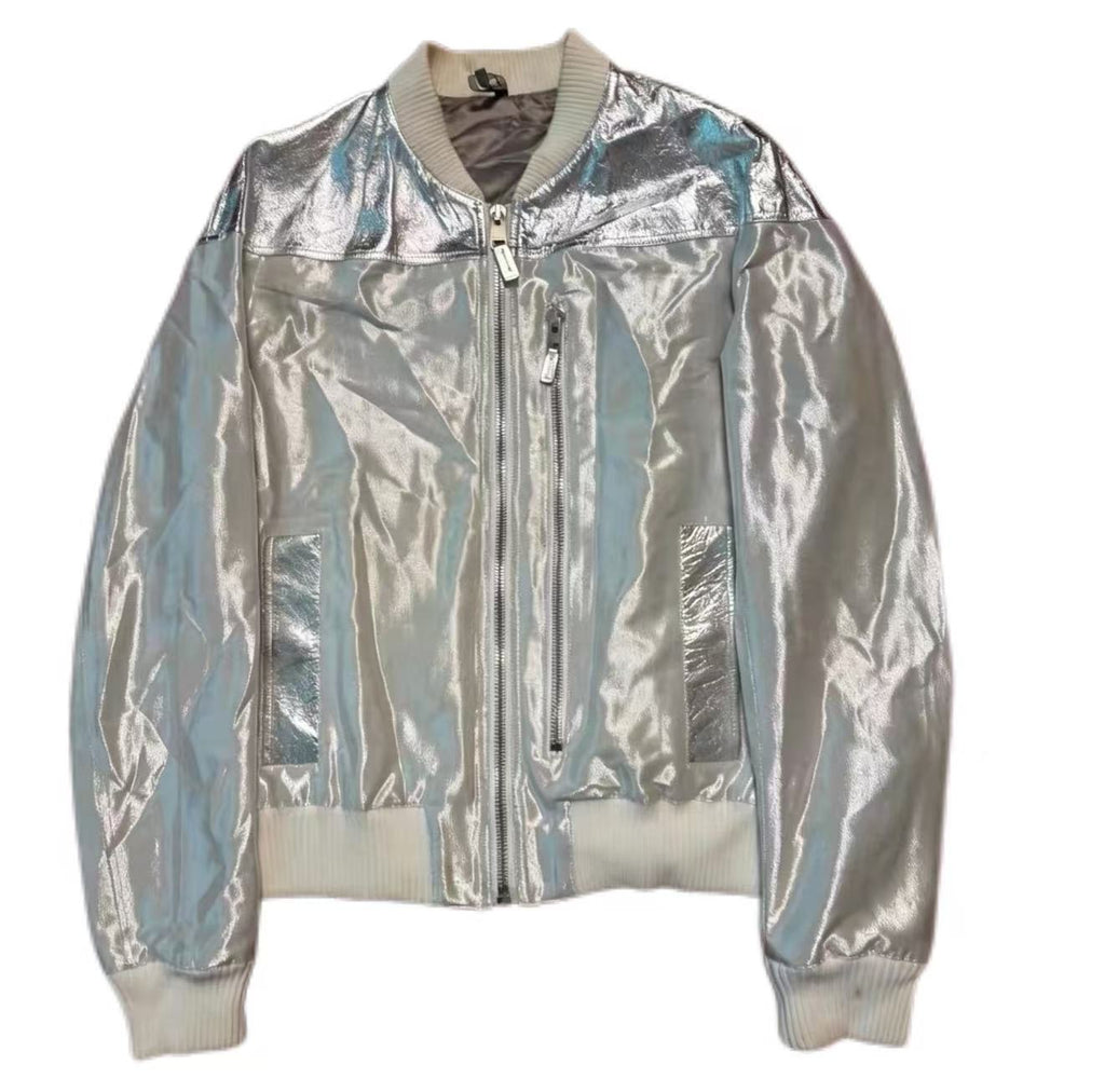 Dior Homme SS07 Silver Metallic Panel Bomber Jacket