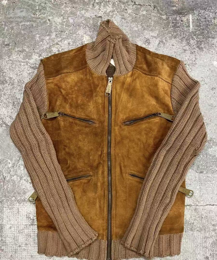 Dolce & Gabbana 2002AW Suede Knit Hybrid Multi-Zip Jacket