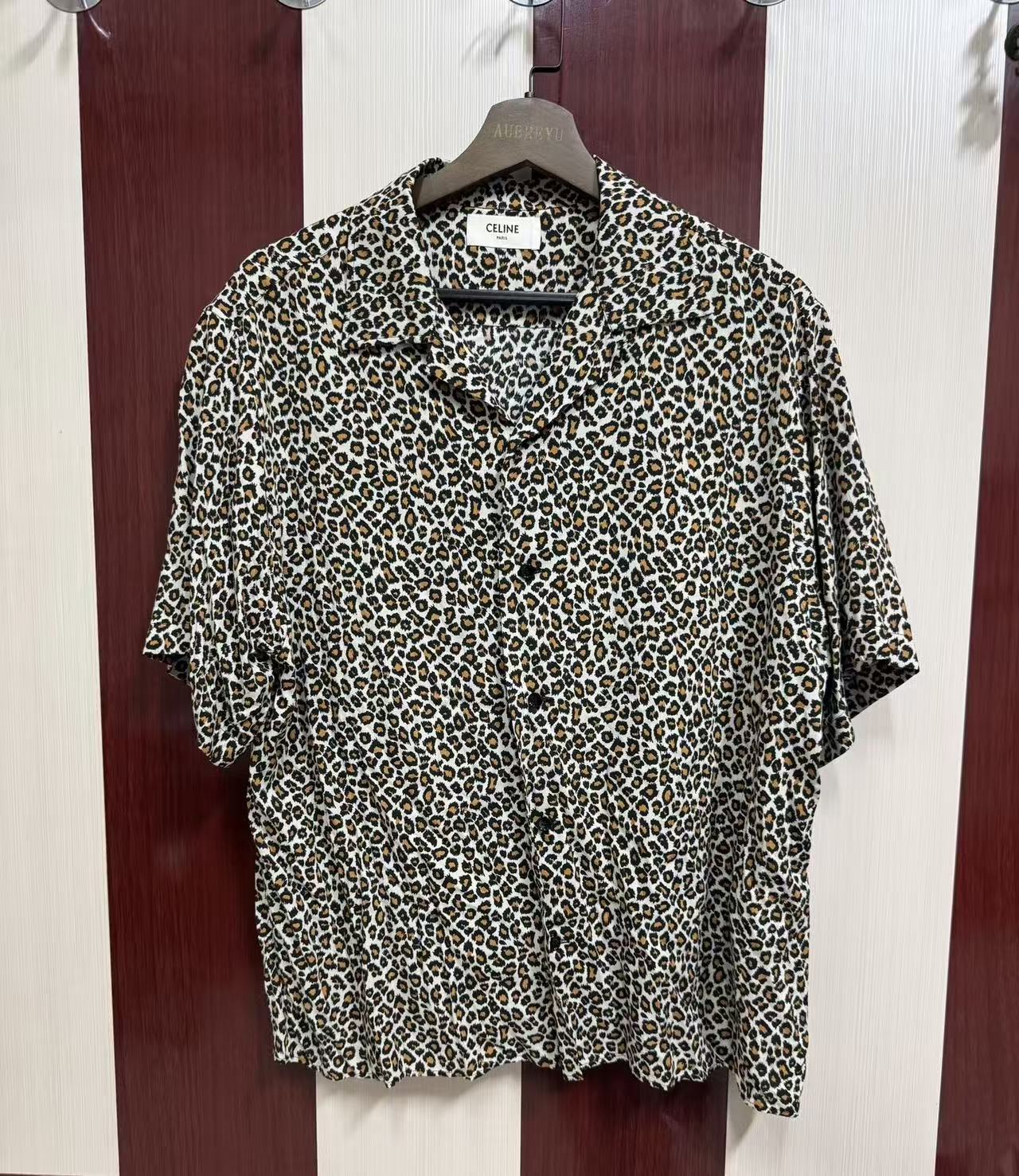Celine Leopard Print Short Sleeve Shirt