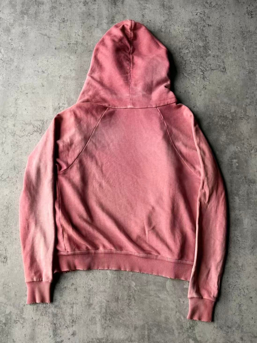Saint laurent 16SS Washed Pink Distressed Zip‑Up Hoodie
