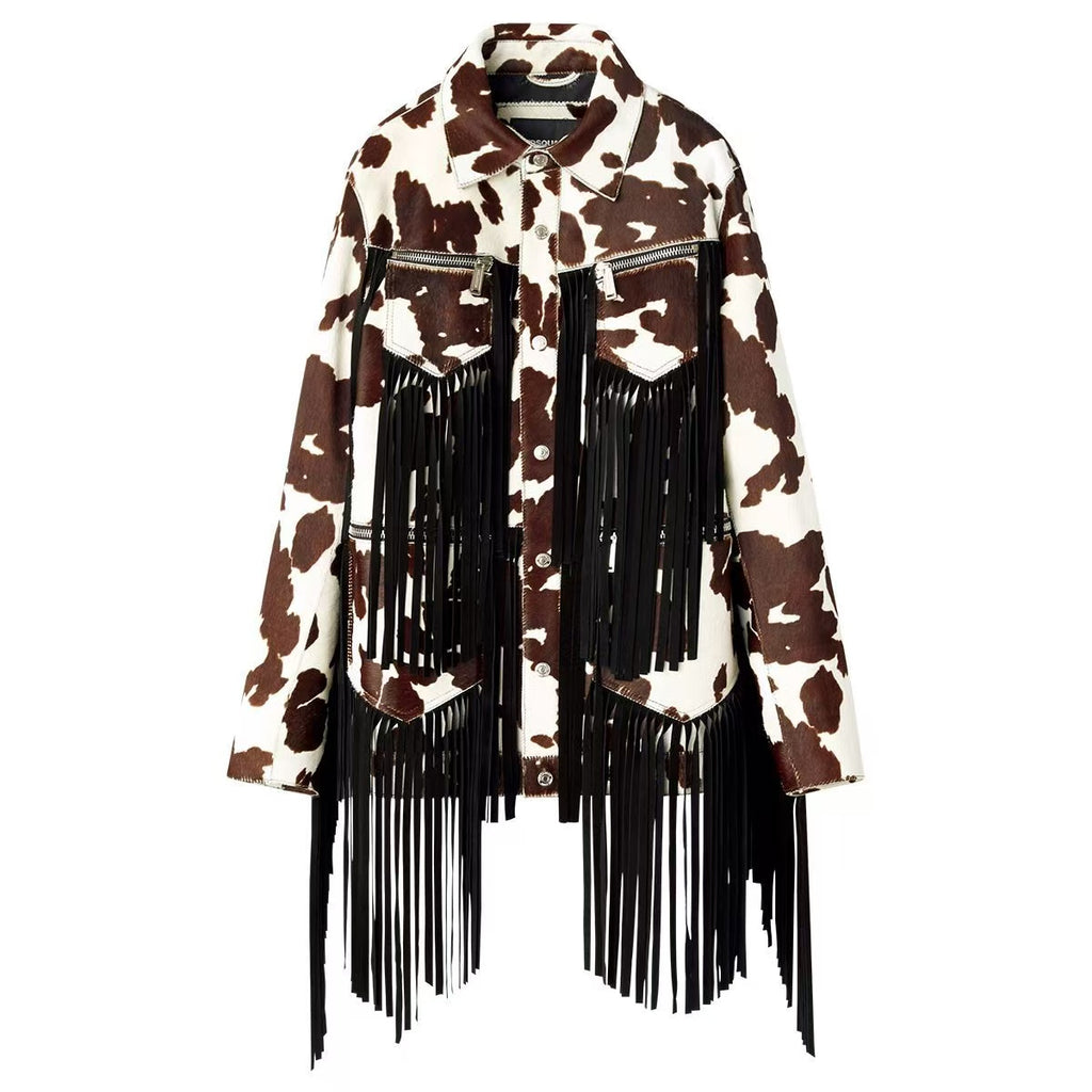 Dsquared2 17AW Cow White & Brown Pony Hair Leather Jacket