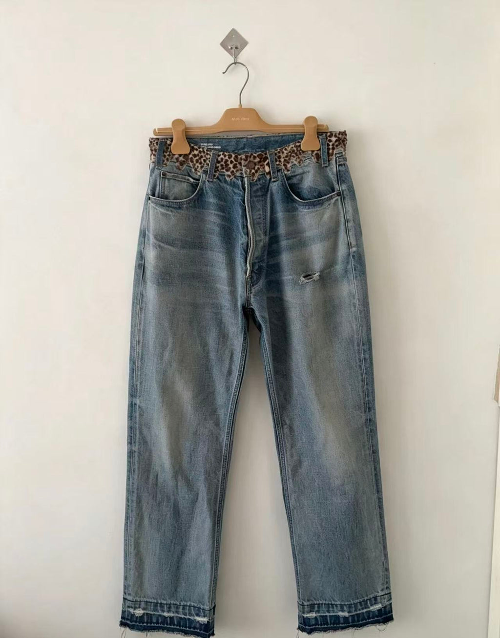 Celine 23SS Wesley Leopard Jeans in Zuma Wash Denim