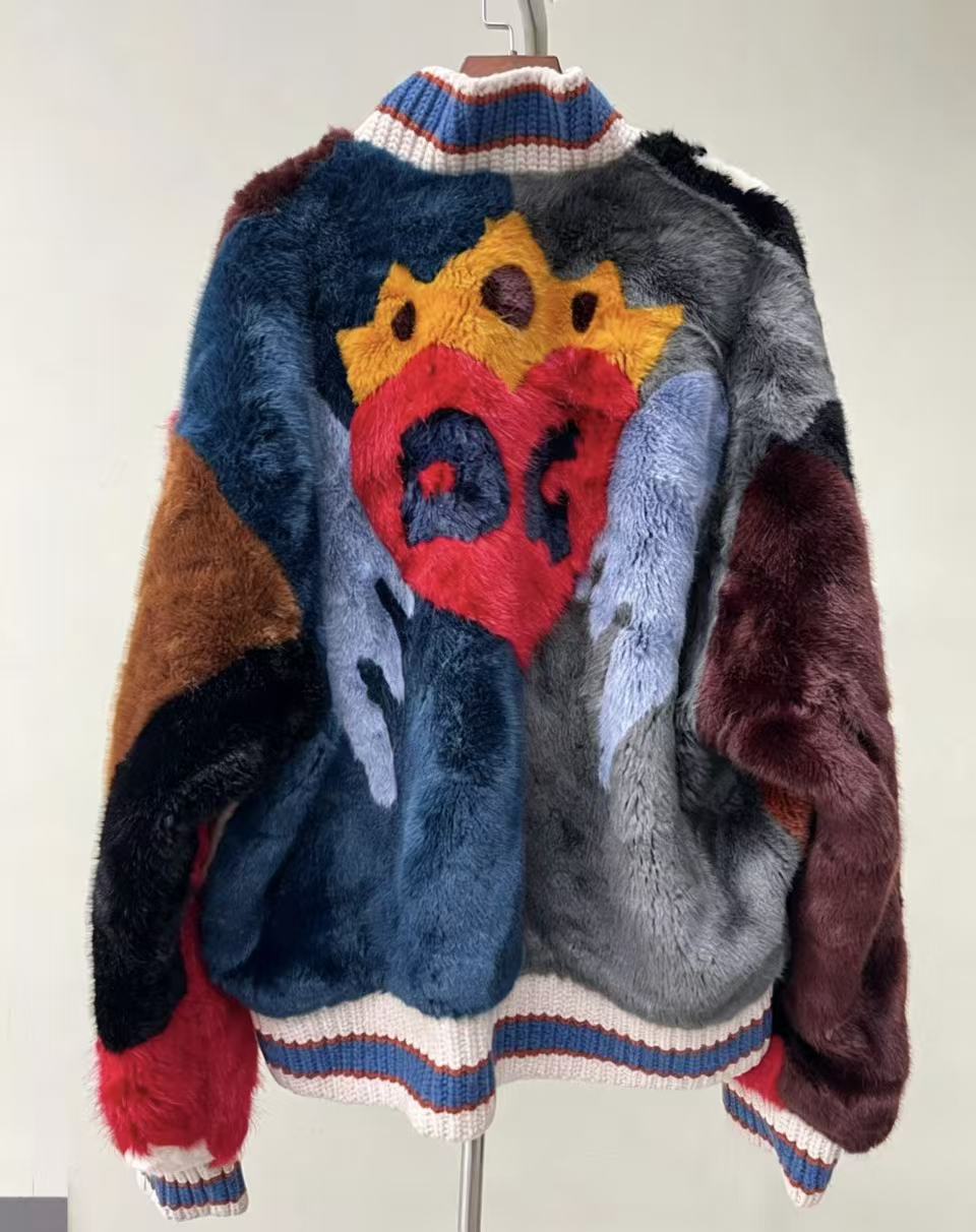 Dolce&Gabbana 18FW Faux-fur Patchwork Bomber Jacket