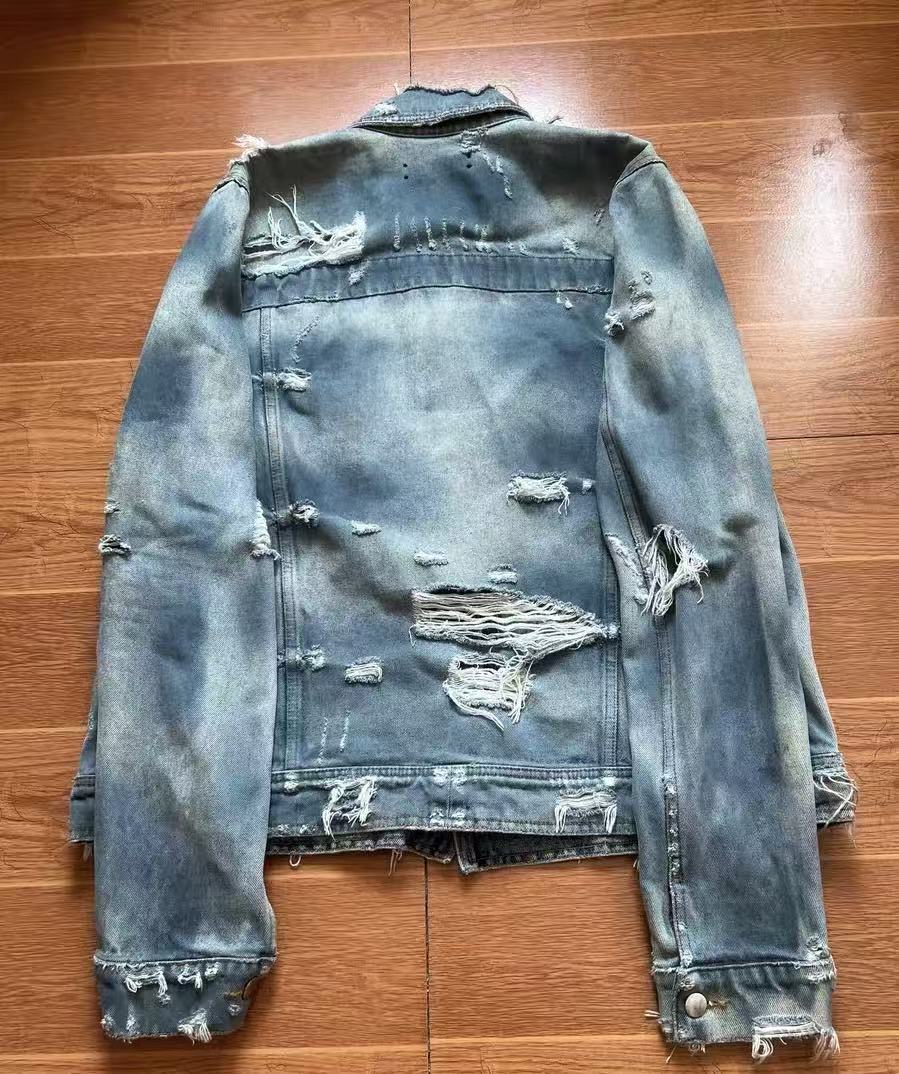 Amiri Destroyed Zipper Denim Jacket