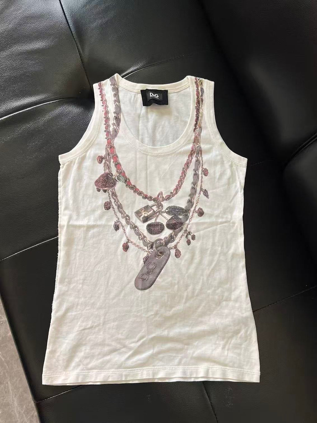 Dolce&Gabbana 02SS Trompe-l'œil Cherry Chain Print Tank Top