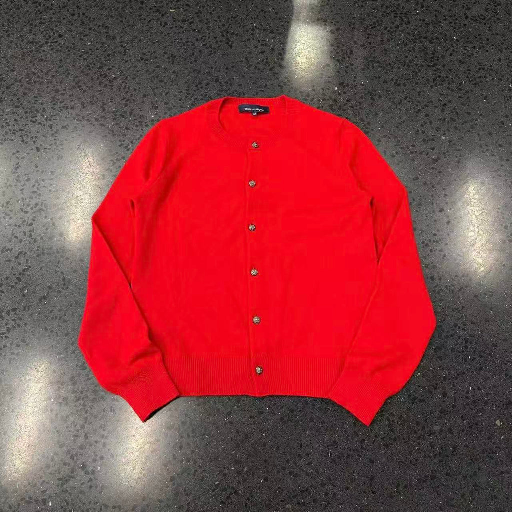 Chrome Hearts Comme Des Garcons Red Knit Cardigan