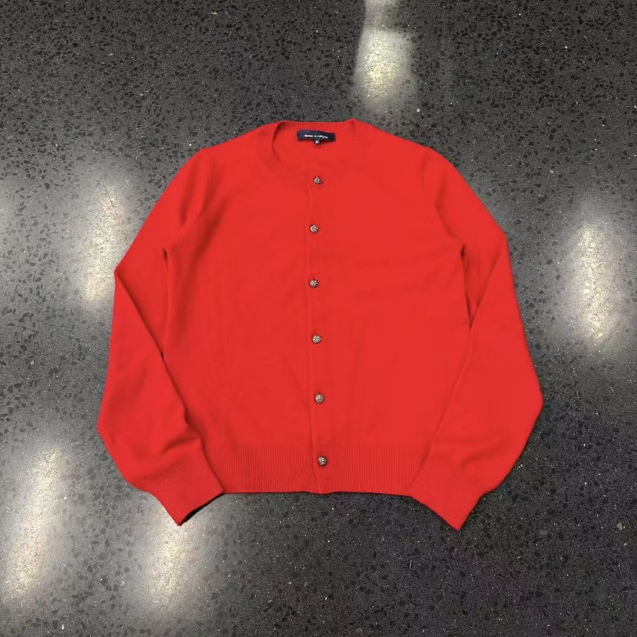 Chrome Hearts Comme Des Garcons Red Knit Cardigan
