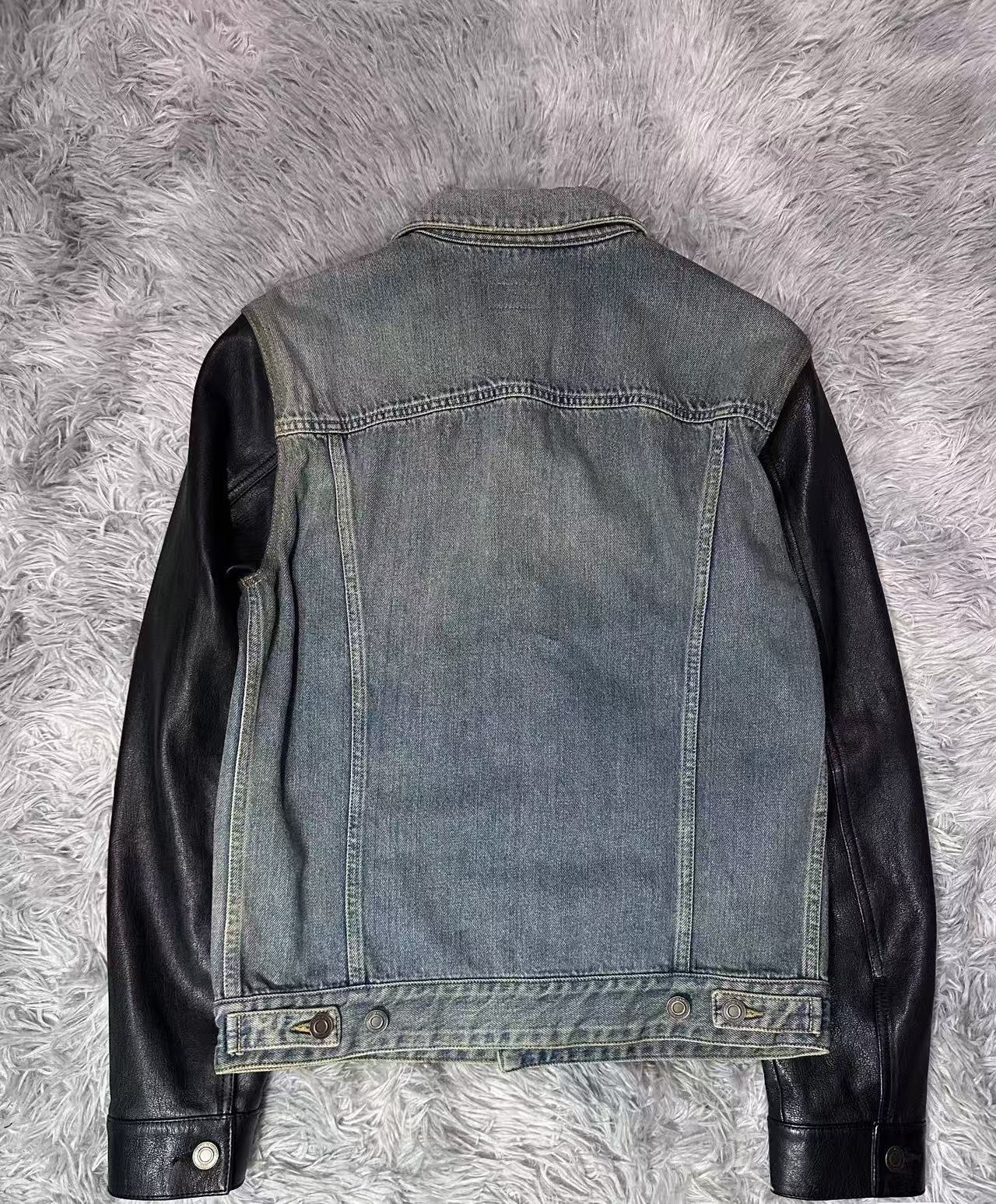 Saint Laurent 13AW Leather Sleeve Denim Jacket