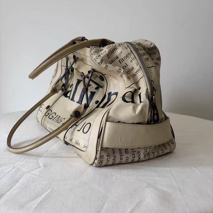 John Galliano 08SS Newspaper Bowler Bag
