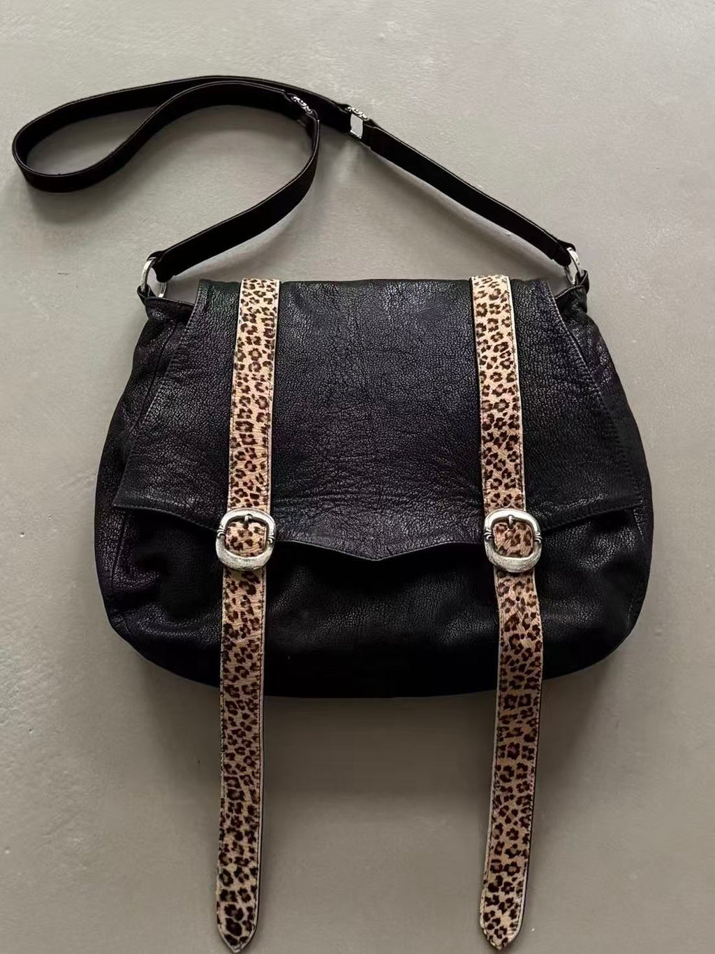 Chrome Hearts Leopard Print Horsehair Messenger Bag