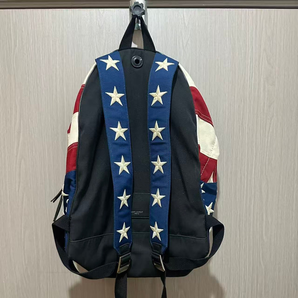 Saint Laurent Canvas American Flag Backpack