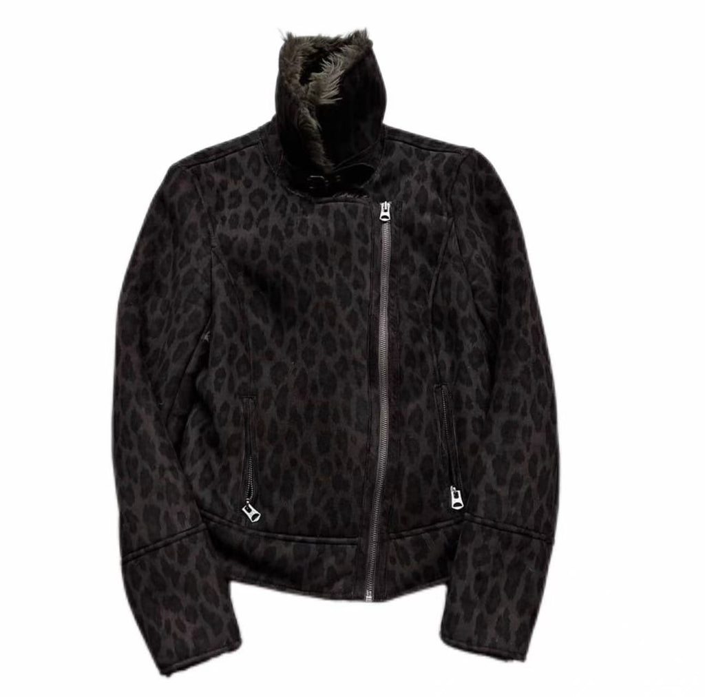 Armani Exchange Vintage Leopard Shearling Jacket
