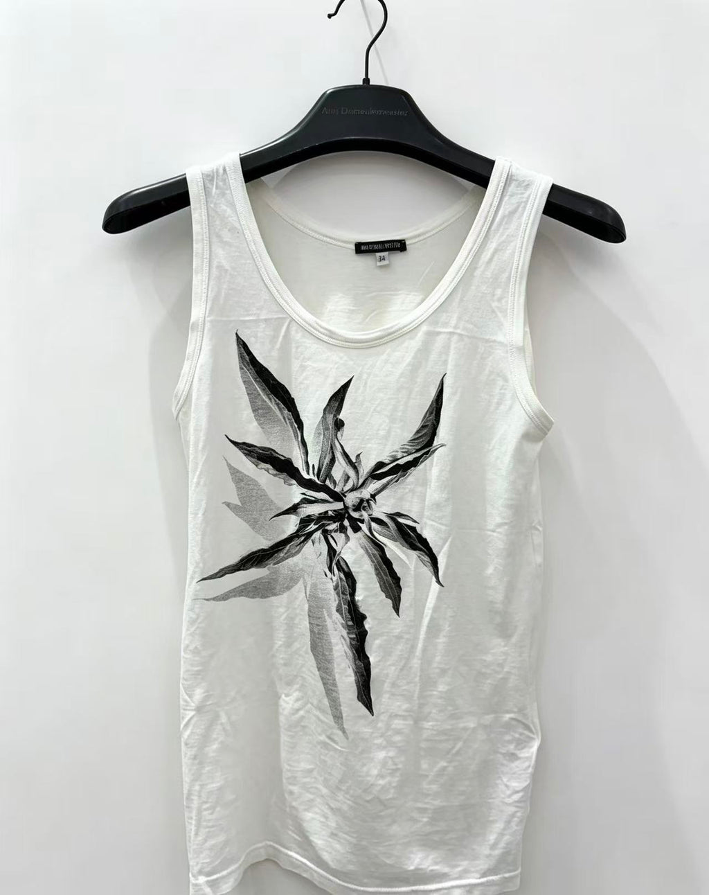 Ann Demeulemeester 00s White Graphic Tank Top