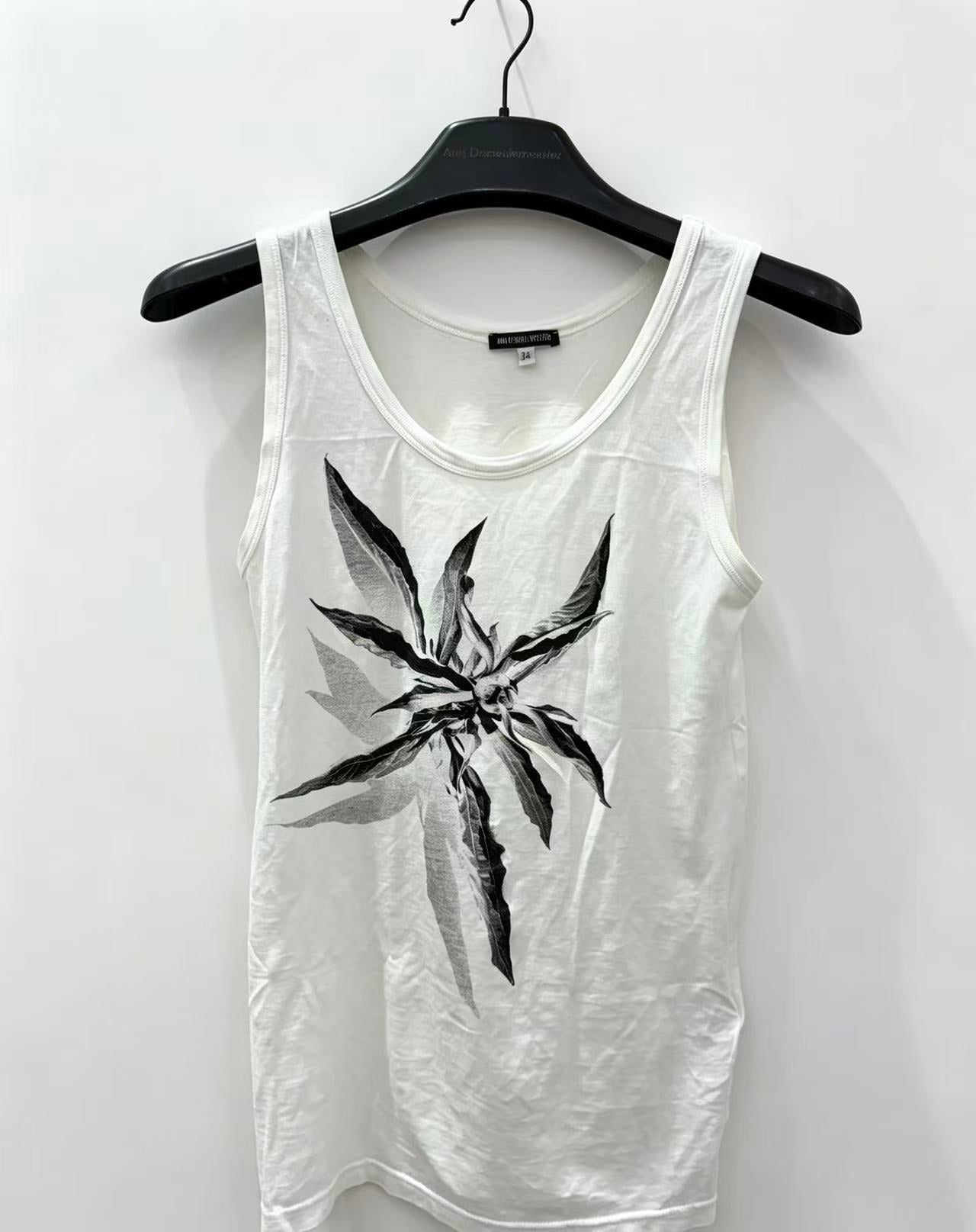 Ann Demeulemeester 00s White Graphic Tank Top