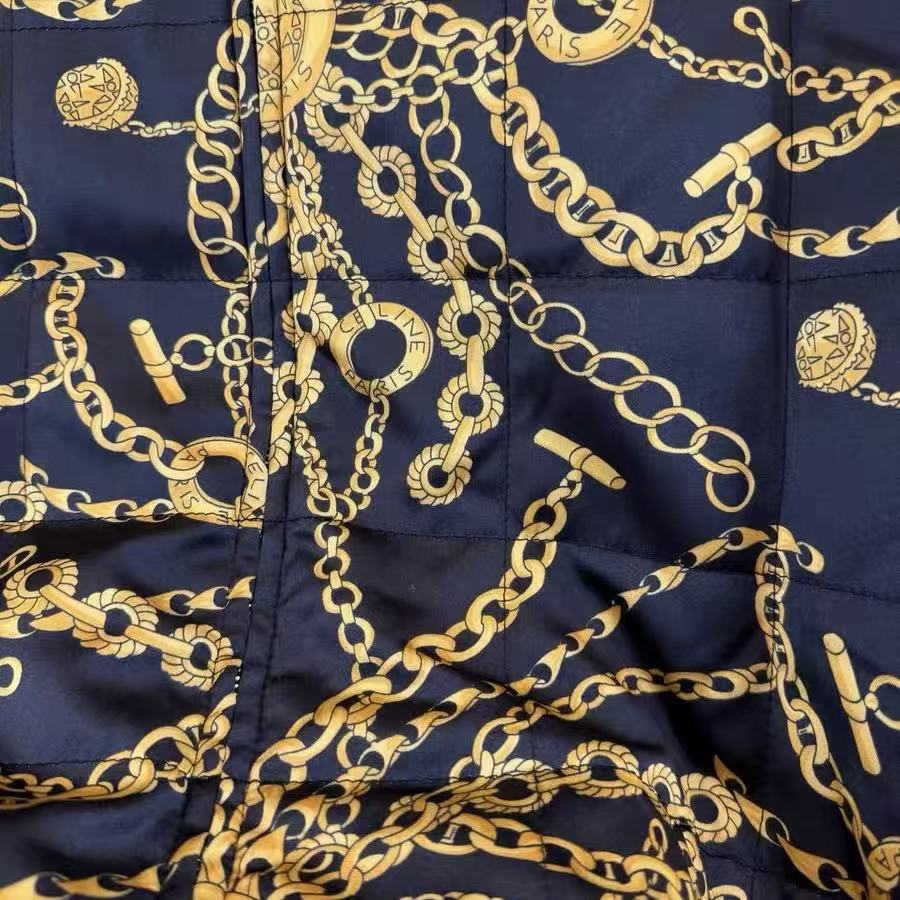 Celine 21SS Baroque Gold Chain Print Quilted Bomber Jacket