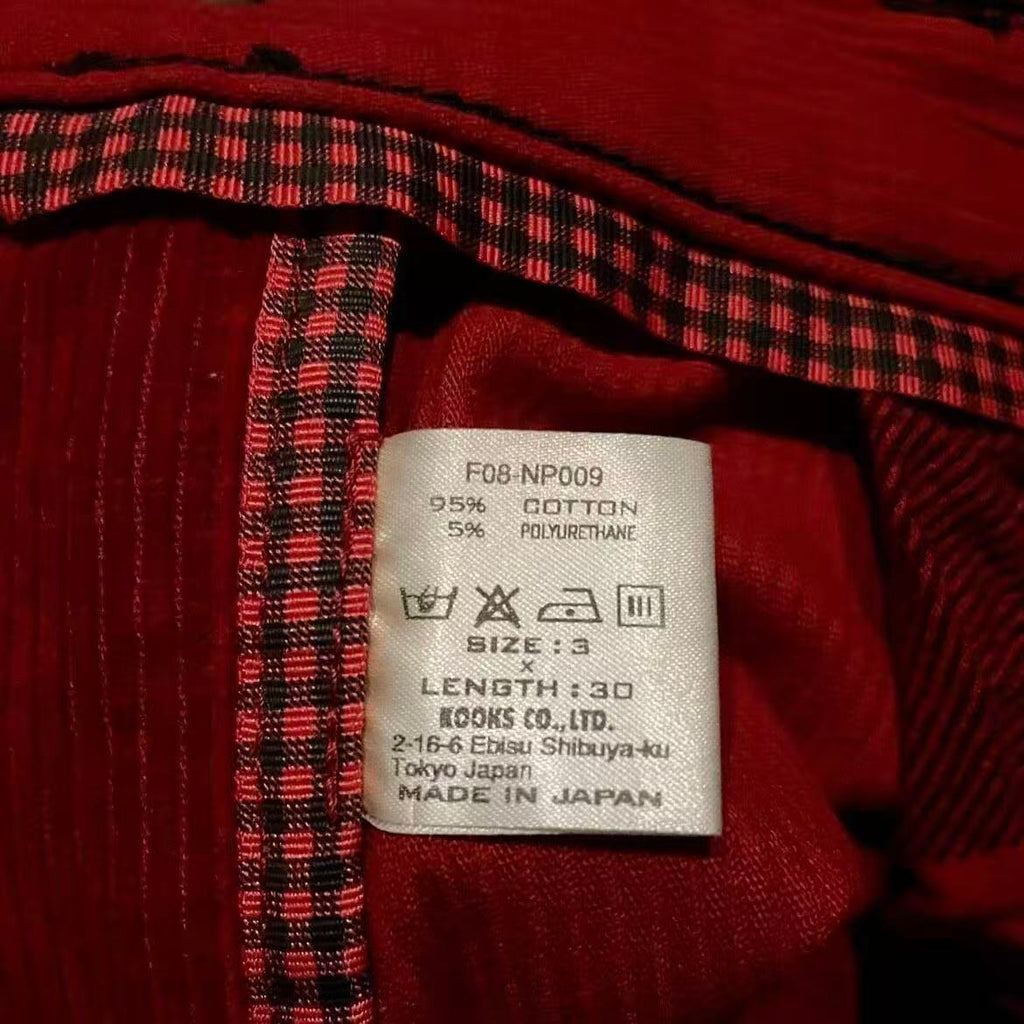 Number Nine 07AW Plaid Print Corduroy Pant
