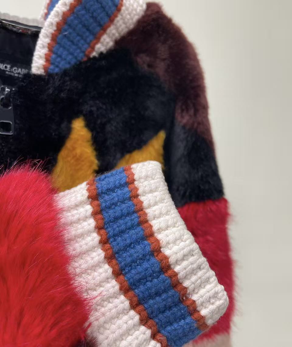 Dolce&Gabbana 18FW Faux-fur Patchwork Bomber Jacket