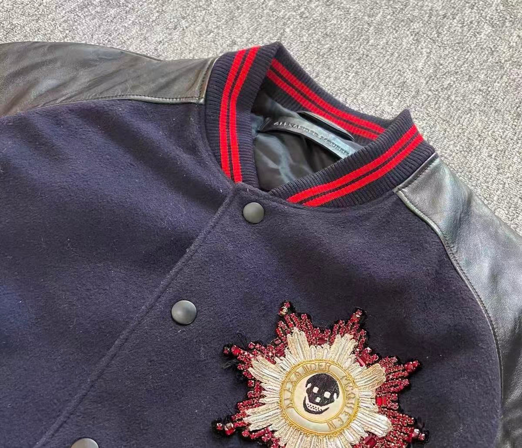 Alexander Mcqueen Embellished Logo Bomber Jacket