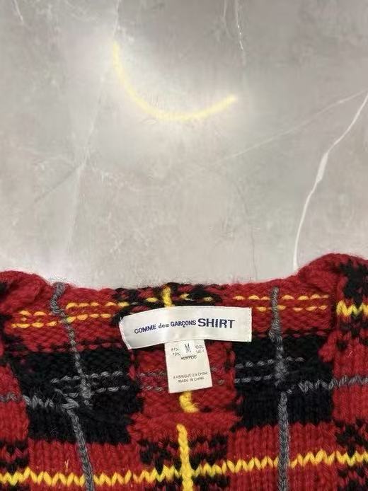 Comme des Garcons SHIRT Plaid Pattern Wool Knit Sweater