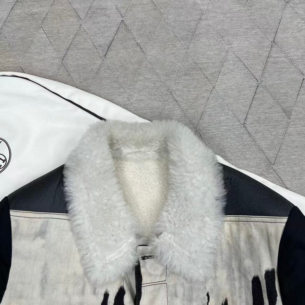 Rick Owens DRKSHDW SS14 Shearling‑Collar Trucker Jacket