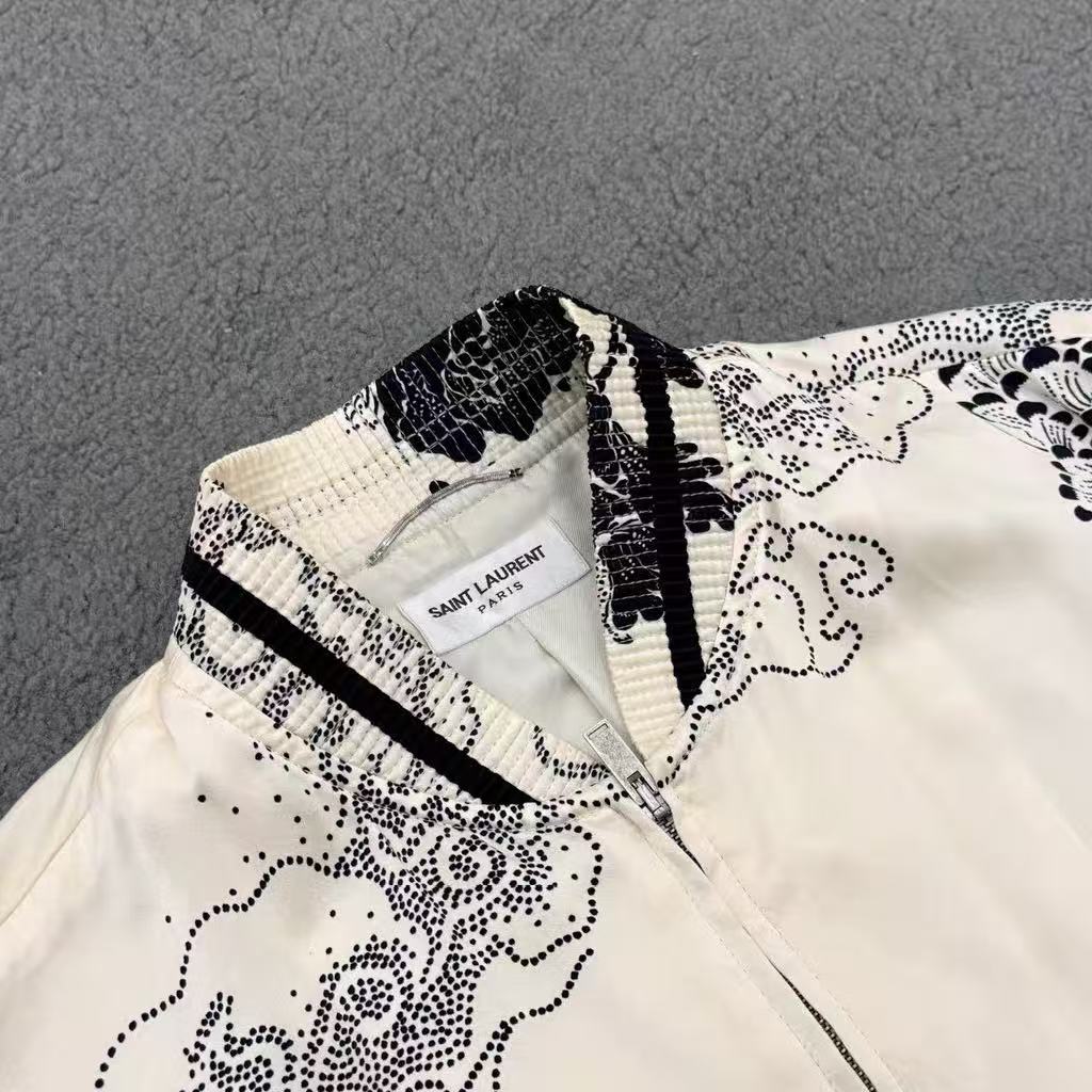 Saint Laurent 22SS Cloud Motif Silk Satin Teddy Jacket