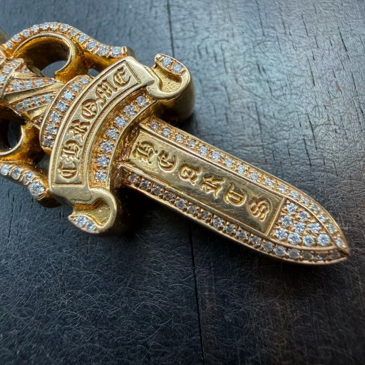 Chrome Hearts 22k Gold&Diamond Dagger Pendant