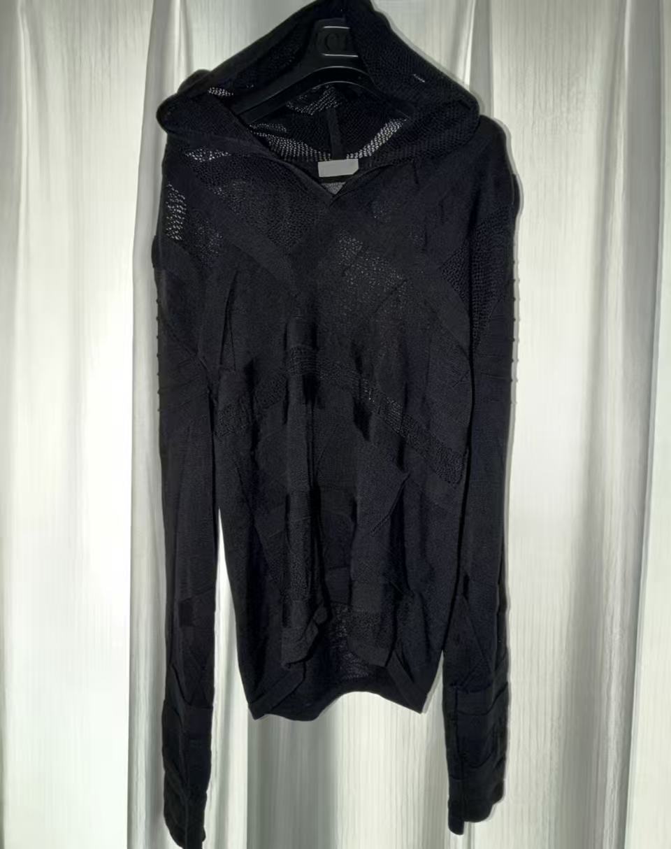 Dior Homme 04SS Strip Hooded Knit Sweater