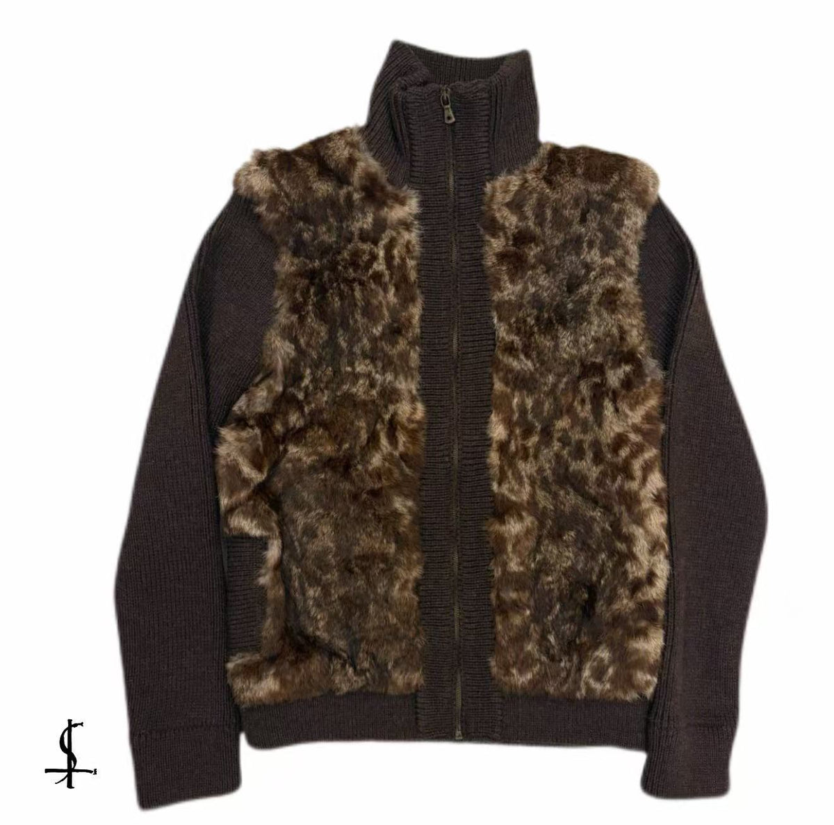 Dolce&Gabbana 04AW Faux Fur Knit Zip Jacket