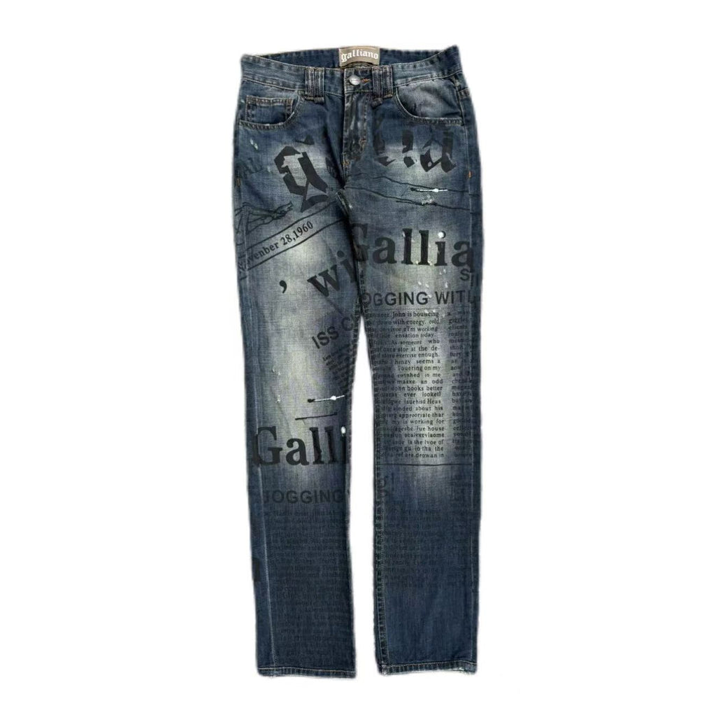 John Galliano Newspaper Print Jeans