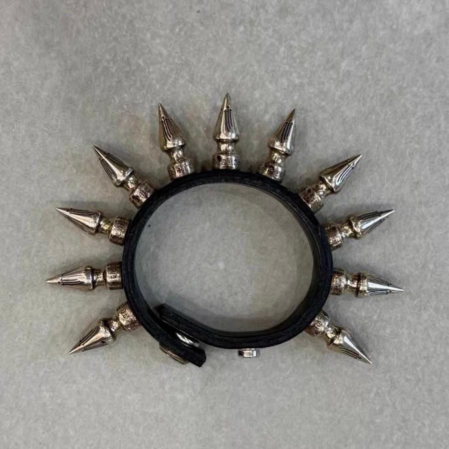 Chrome Hearts Punk Series Spike Leather Bracelet