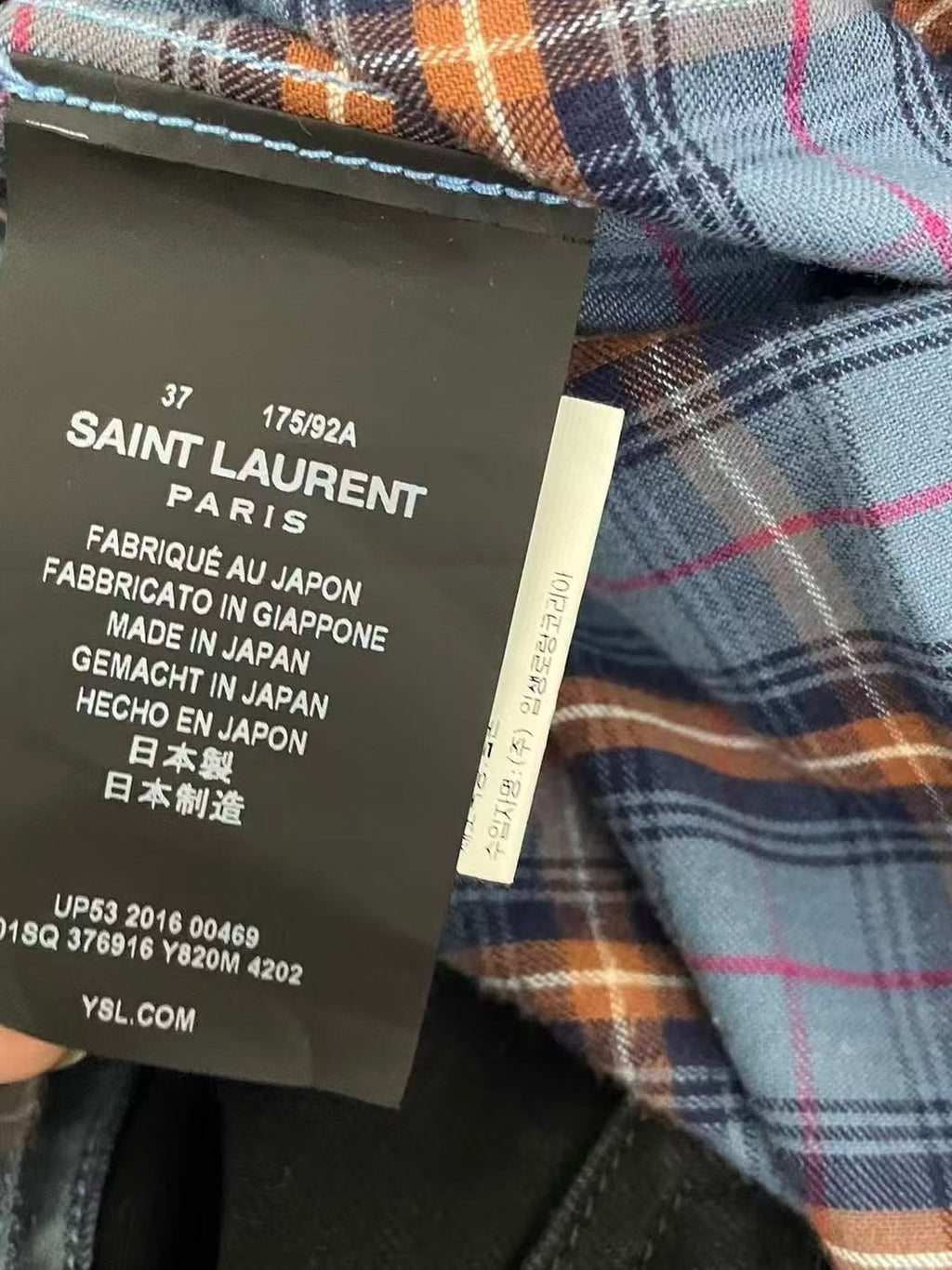 Saint Laurent 16AW Plaid Flannel Shirt