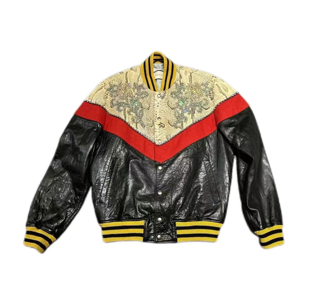 Gucci 2018 "Spiritismo" Python and Leather Varsity Jacket