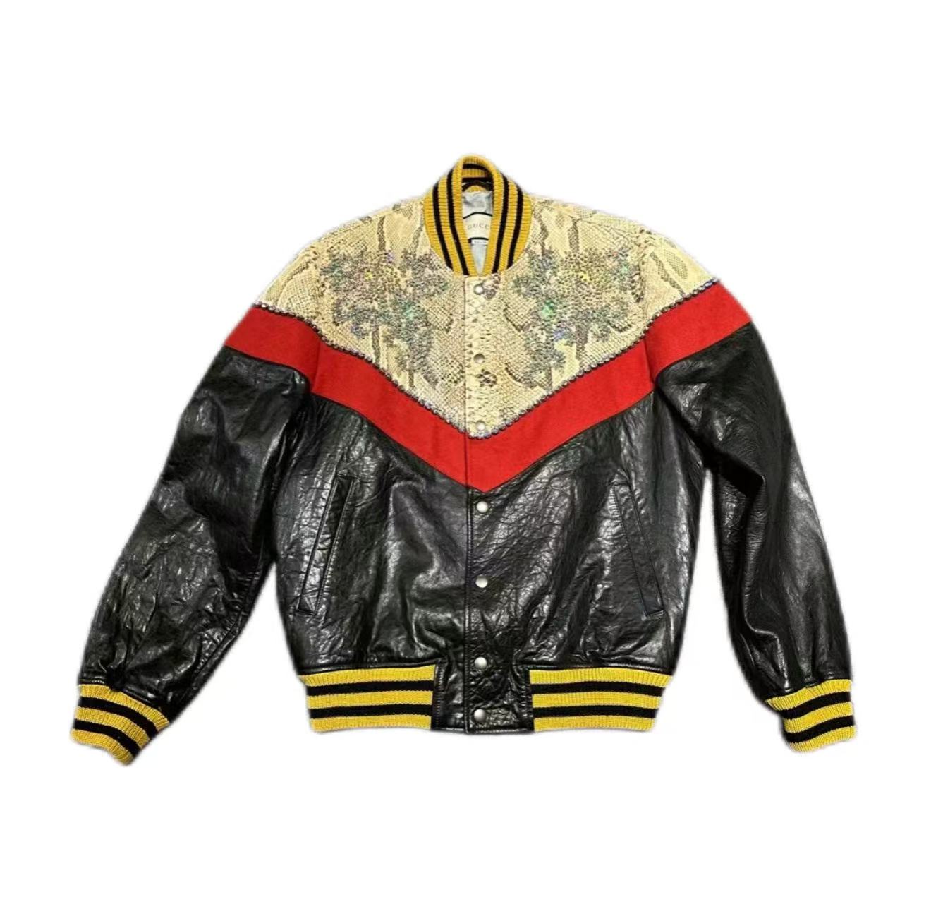 Gucci 2018 "Spiritismo" Python and Leather Varsity Jacket